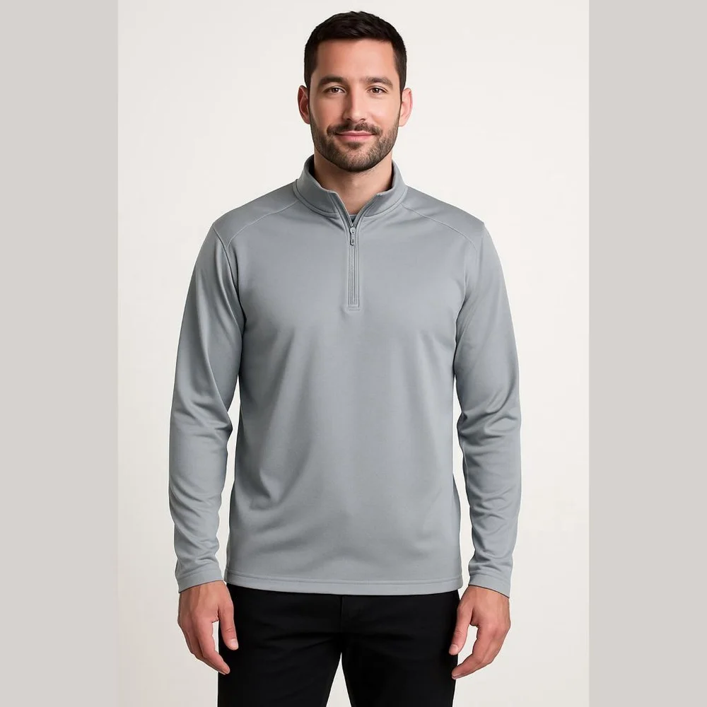 Adidas Gray Long Sleeve Half Zip Pullover Shirt XL